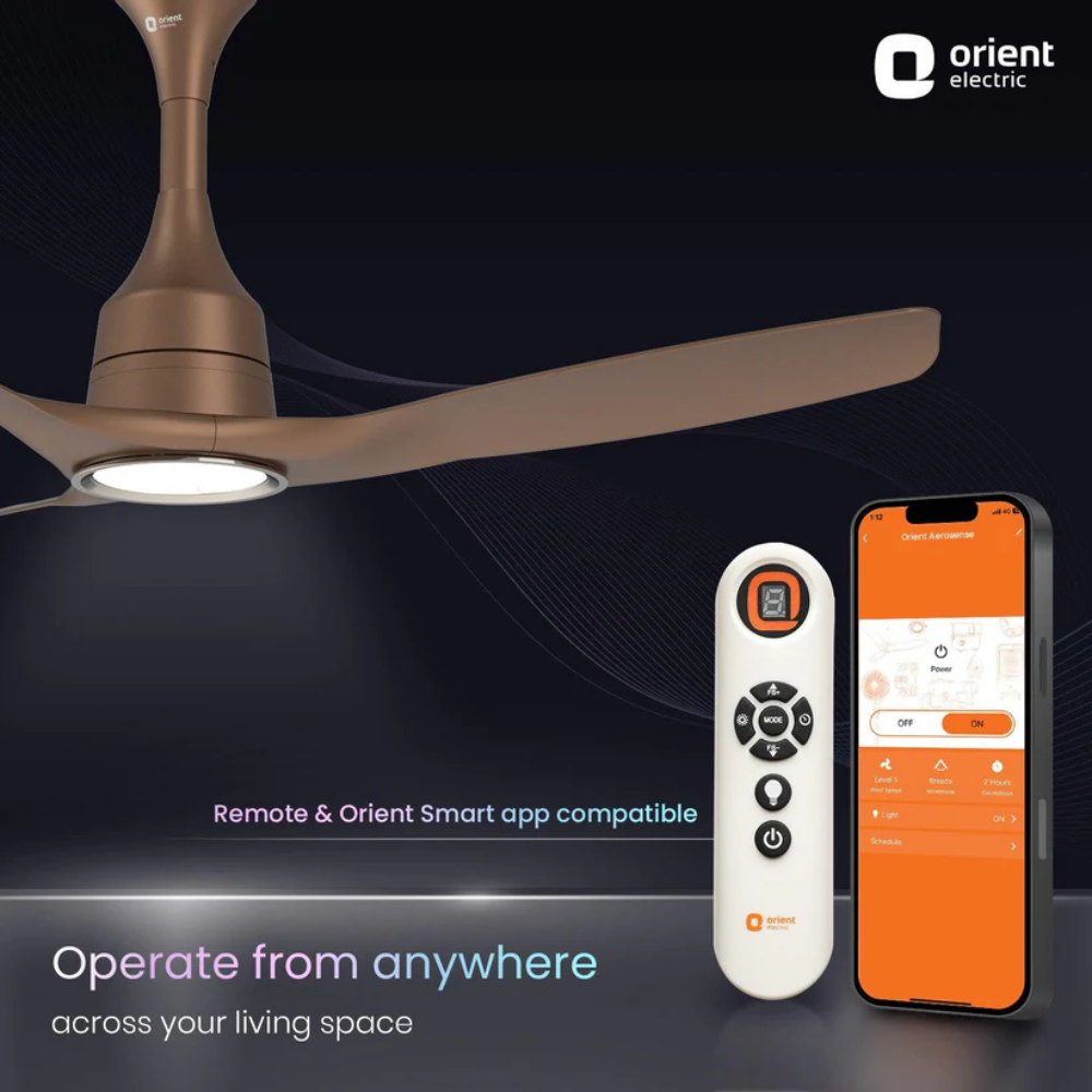 AEROSENSE SMART BLDC CEILING FAN UNDERLIGHT TANGERINE BROWN